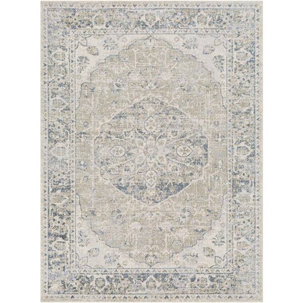 Linon Home Decor Marcy Ivory and Blue 5 ft. W x 7 ft. L Washable Polyester  Indoor/Outdoor Area Rug THDR04041 - The Home Depot
