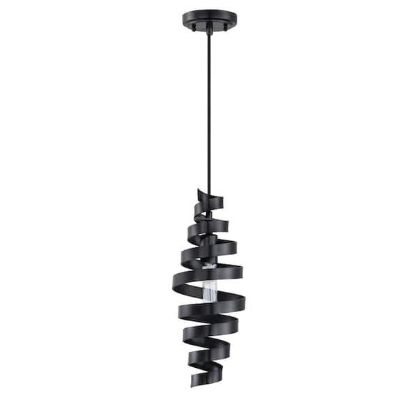 Pendant 60-Watt 1-Light Matte Black Finish Dining/Kitchen Island Mini Pendant Light with Steel Shade, No Bulbs Included