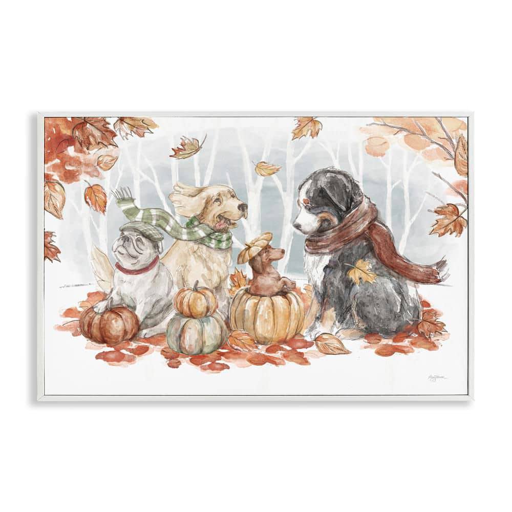 Autumn Fun Dogs by Mary Urban White Framed Graphic Typography Art Print 16 in. x 24 in. price history on PriceWatchPro