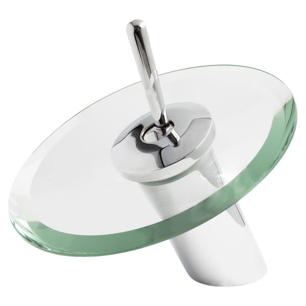 Chrome and Clear Glass Waterfall Bathroom Faucet