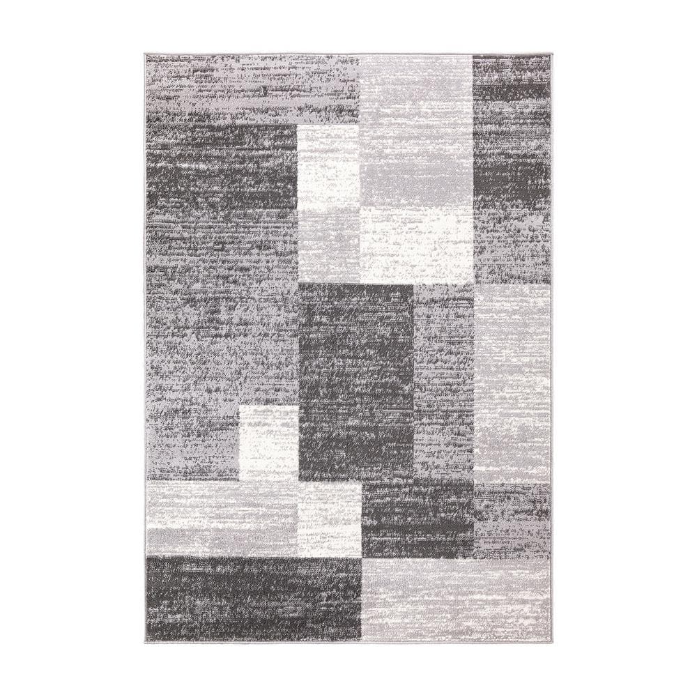 World Rug Gallery Gray 5 Ft X 7 Ft Modern Geometric Boxes Area Rug   Gray World Rug Gallery Area Rugs 2072gray5x7 64 1000 