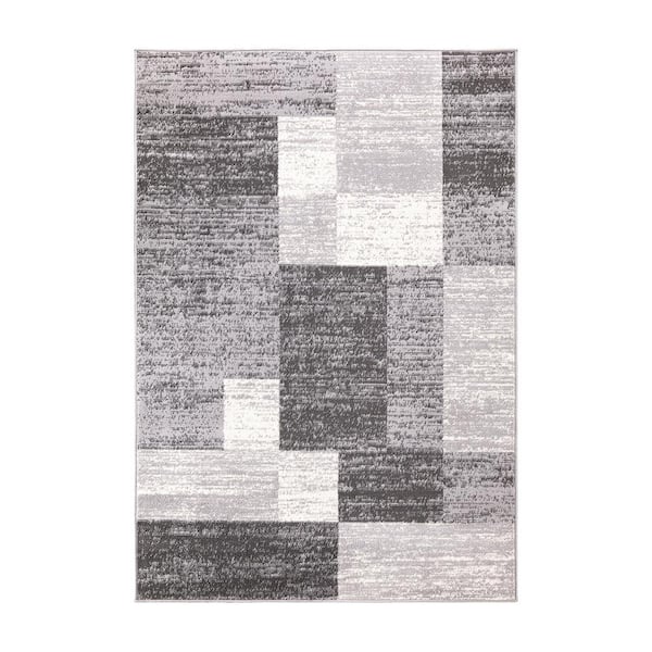 World Rug Gallery Gray 5 ft. x 7 ft. Modern Geometric Boxes Area Rug