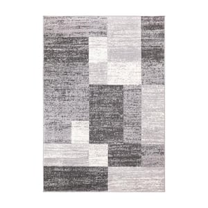 Gray 7 ft. 10 in. x 10 ft. Modern Geometric Boxes Area Rug