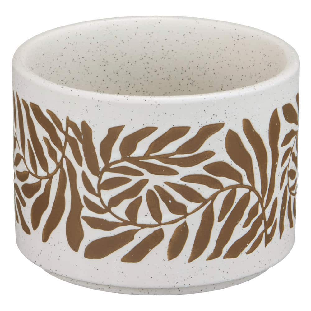 Vigoro Basia Handcrafted White Floral Imprint Ceramic Planter (6 in. L x 6 in. W x 4.35 in. H) HUCR02372N-06R