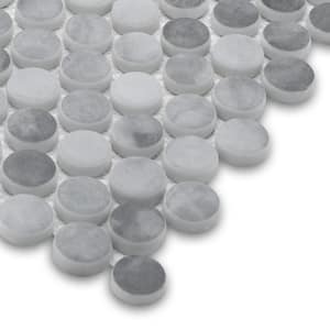 Penny Round Mixed Gray 10 in. x 11 in. Recycled Glass Cement Looks Floor and Wall Mosaic Tile (8 sq. ft./Case)