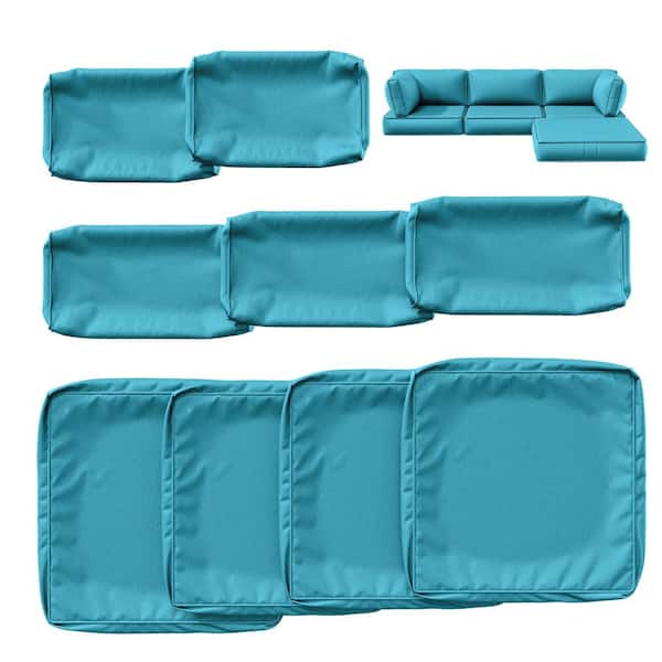 9-Piece 25.6 in. Outdoor Cushion Covers Lake Blue