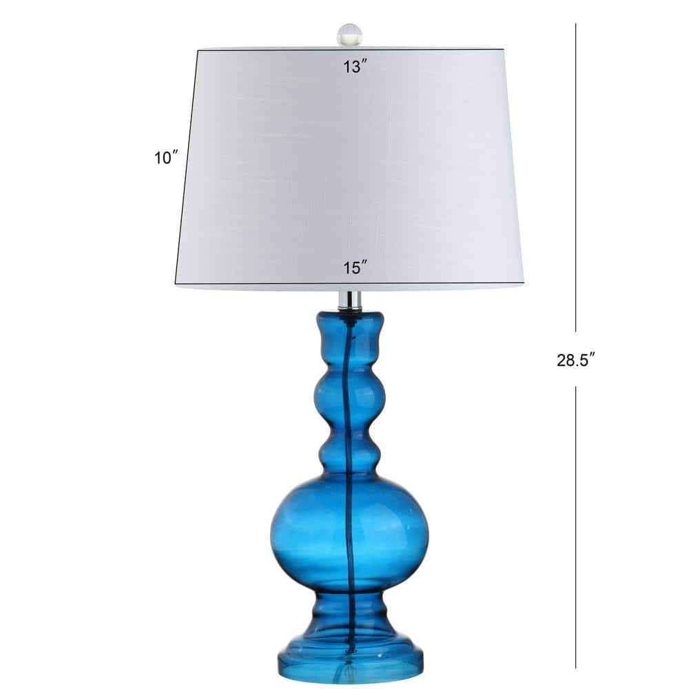 Genie Glass 28.5" Night Blue and White Table Lamp Set with Linen Shade