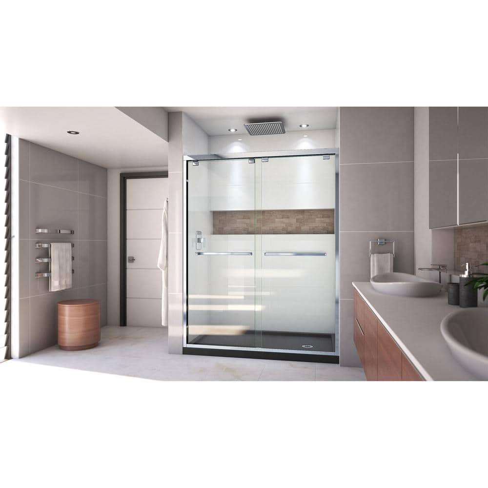 Encore 60" x 36" Clear Glass Semi-Frameless Sliding Shower Kit
