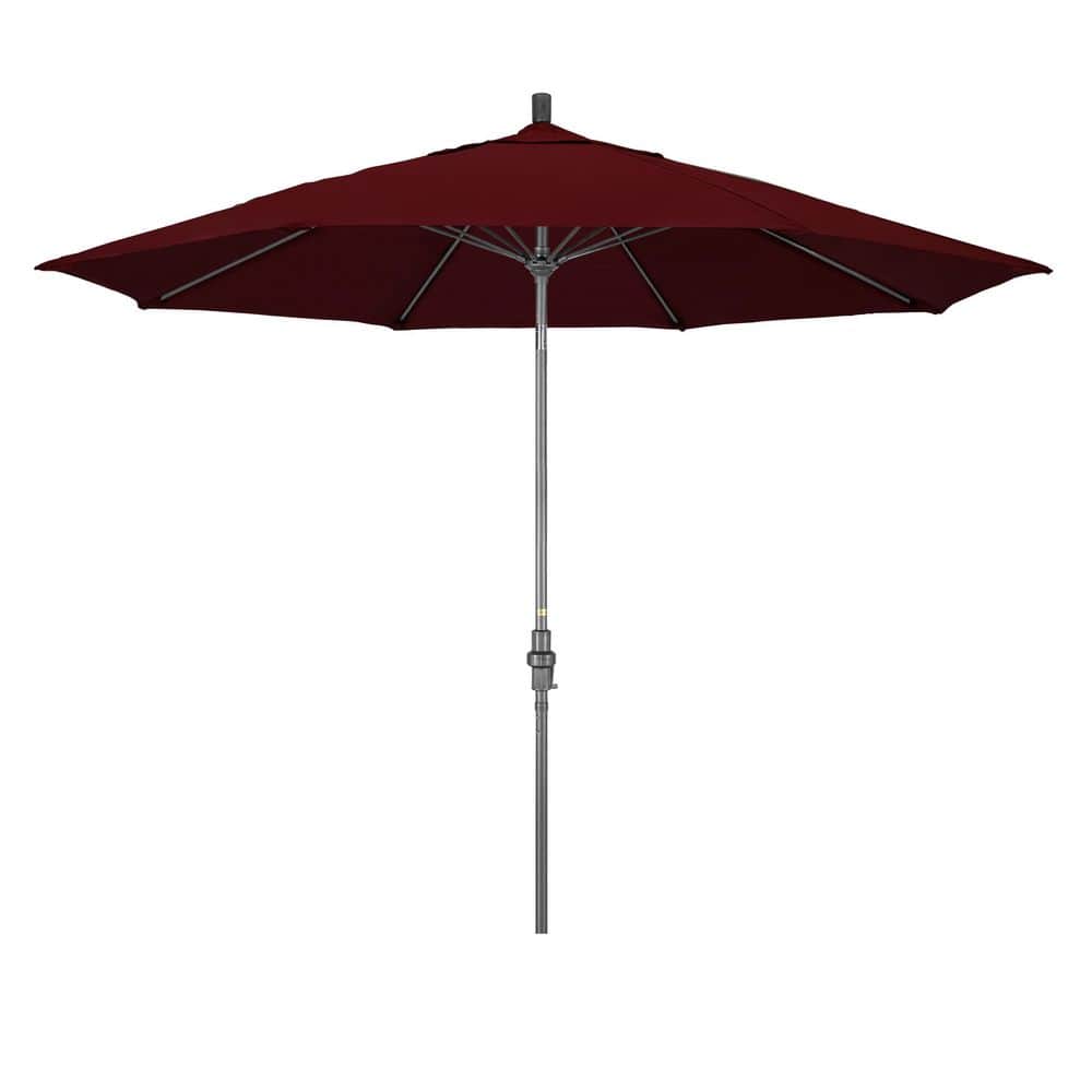 11 ft. Grey Aluminum Market Patio Umbrella Fiberglass Ribs Collar Tilt Crank Lift in Burgundy Pacifica price history on PriceWatchPro