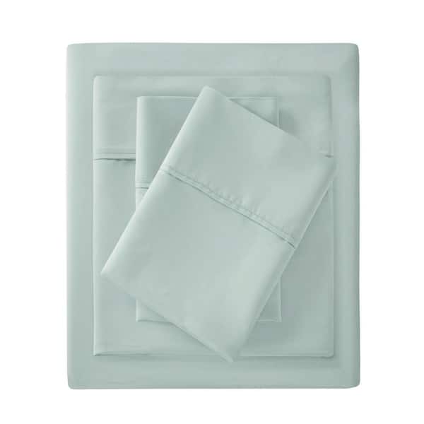 Madison Park 300-Thread Count Organic 4-Piece Aqua Cotton King Deep Pocket Sheet Set