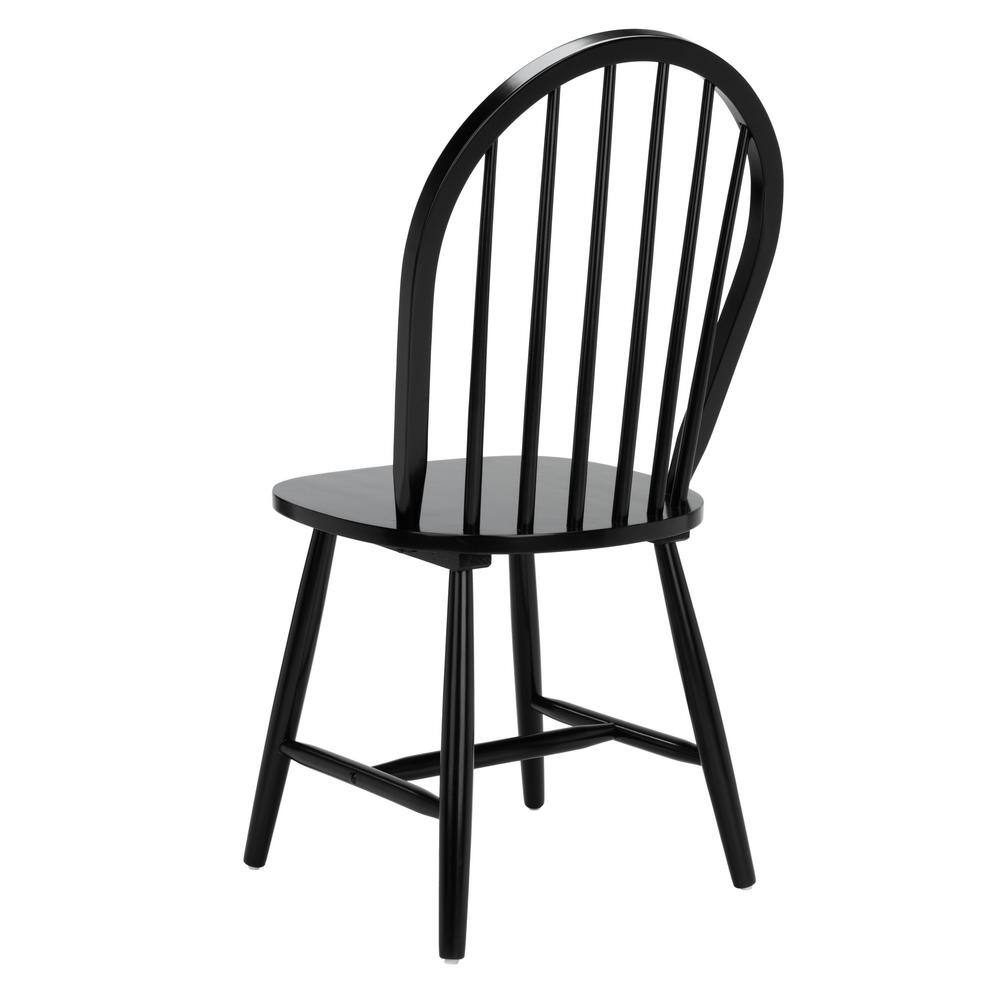 Camden Black Rubberwood Spindle Back Dining Chairs, Set of 2