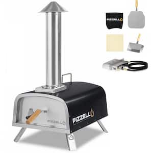 23.6 in. Propane Outdoor Pizza Oven and Pellet Pizza Oven with Fold-Up Legs Black Dual Purpose