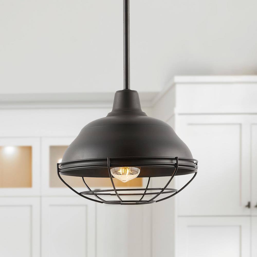 JONATHAN Y Levi  in. 1-Light Industrial Farmhouse Iron LED Pendant, Oil  Rubbed Bronze JYL1118A - The Home Depot