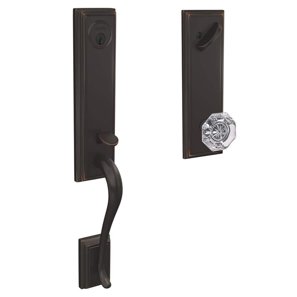 Custom Addison Aged Bronze Single Cylinder 3/4 Trim Door Handleset with Alexandria Glass Door Knob price history on PriceWatchPro