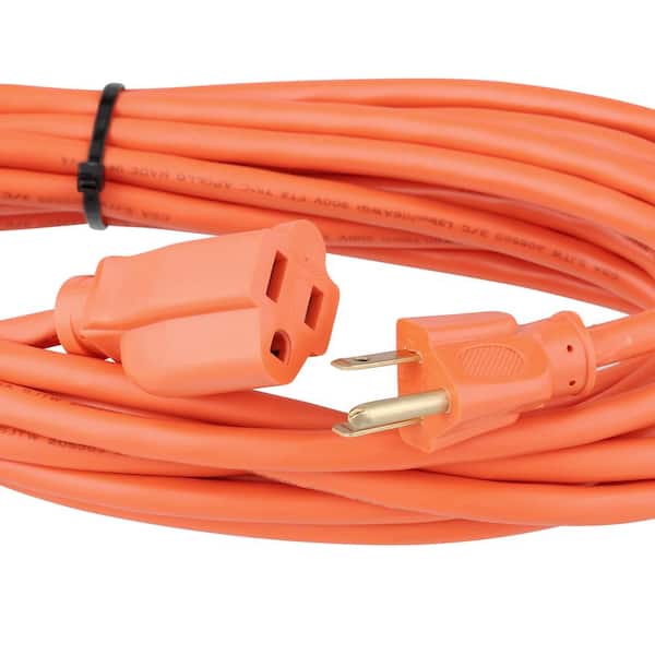 25' 14 Orange Indoor/Outdoor Extension Cord W Triple Outlet MADE IN USA 