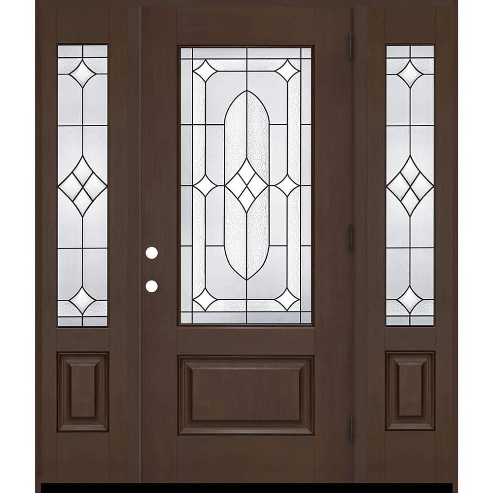 Regency 68 in. x 80 in. 3/4L Axis Glass LHOS Hickory Mahogany Fiberglass Prehung Front Door w/14in-3/4SLs 6-9/16 price history on PriceWatchPro