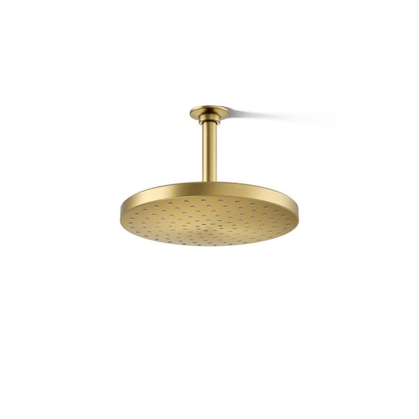KOHLER Awaken 1-Spray Patterns 1.75 GPM 10 in. Ceiling Mount Fixed Shower Head in Vibrant Brushed Moderne Brass