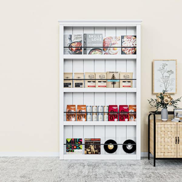 48 in. x 84 in. Decorative Cover White Primed Composite MDF Shelves Sliding Barn Door with Hardware Kit and Soft Close