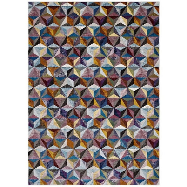 Arisa 4 ft. x 6 ft. in Multicolored Colorful Geometric Hexagon Mosaic Area Rug