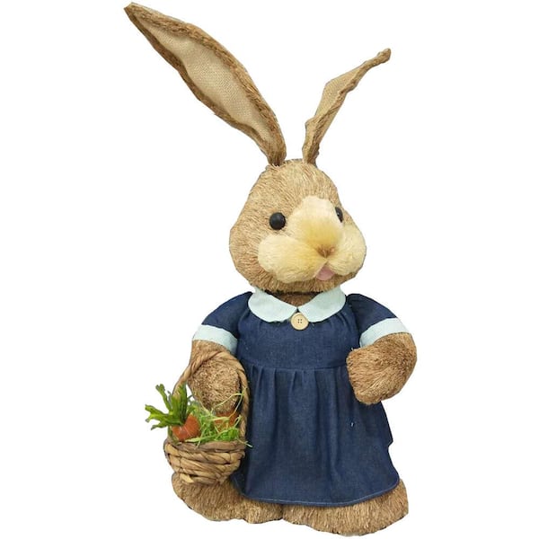 Sisal Straw Bunny Rabbit Figurines Easter Spring Holiday Decor Pair Straw  Bunny