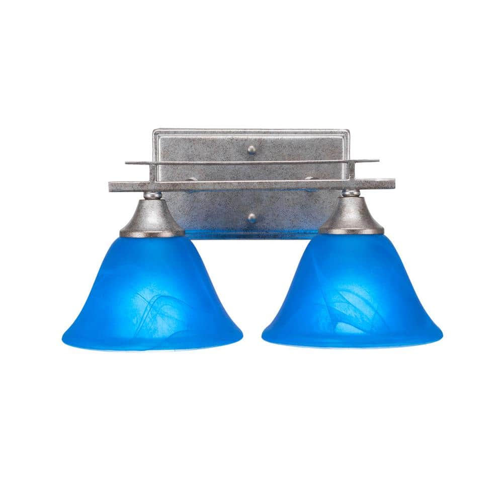 Ontario 14.25 in. 2-Light Aged Silver Vanity Light