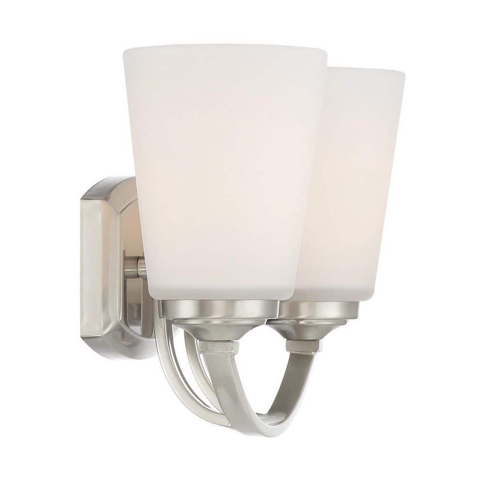 Brushed Nickel 2-Light Dimmable Bathroom Vanity Fixture