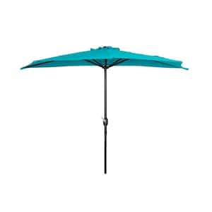 Fiji 9 ft. Outdoor Patio Half-Round Market Umbrella with Crank Lift in Turquoise