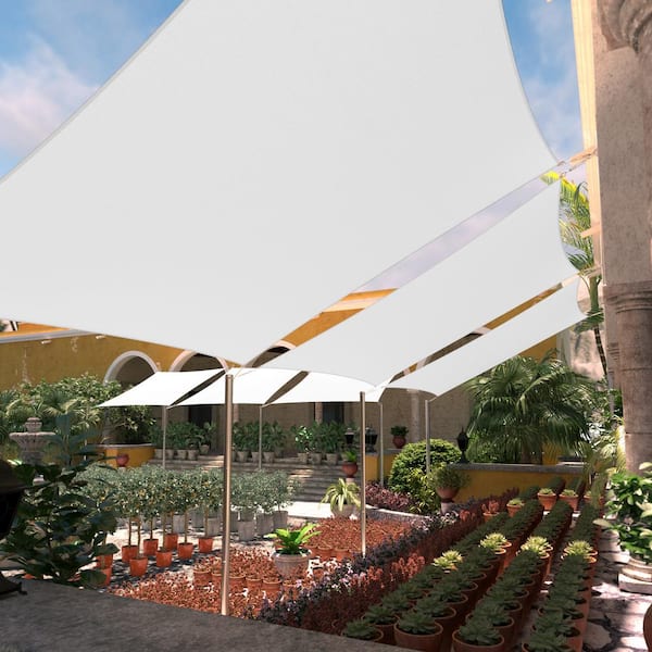 COLOURTREE 16 ft. x 20 ft. 190 GSM White Rectangle Sun Shade Sail