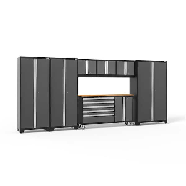 NewAge Products Bold Series 7-Piece 24-Gauge Steel Garage Storage System in Charcoal Gray (174 in. W x 77 in. H x 18 in. D)