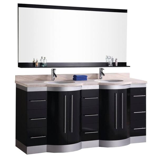 Design Element Jade 72 in. W x 22 in. D Vanity in Espresso with Vanity Top and Mirror in Cream