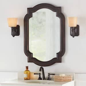 22 in. W x 32 in. H Oval Plastic Framed Wall Bathroom Vanity Mirror in Oil Rubbed Bronze