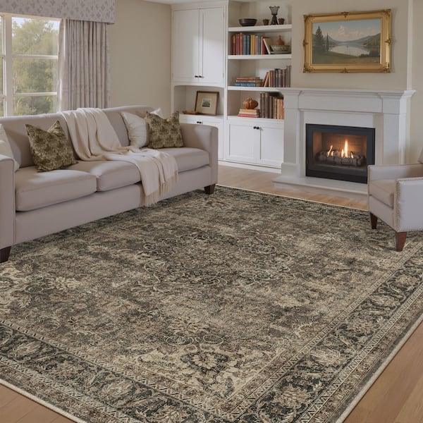 HaiiMeid Kerman Brown 6 ft. x 9 ft. Vintage Medallion Distressed