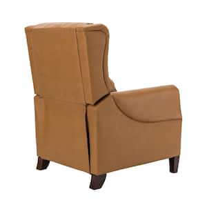 Pilar Camel 32.68 in. Wide Genuine Leather Manual Recliner with Wooden Legs