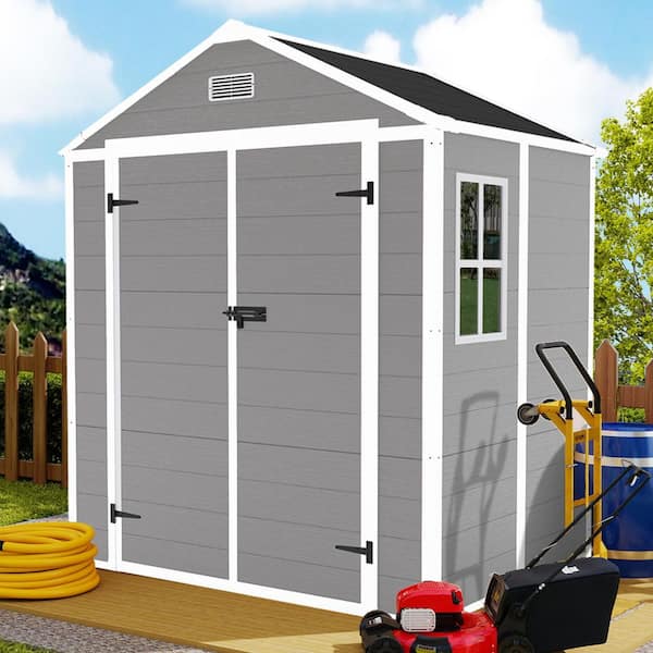 6 ft. W x 5 ft. D Resin Storage Shed with Floor for Garden and Backyard (26 sq. ft.)