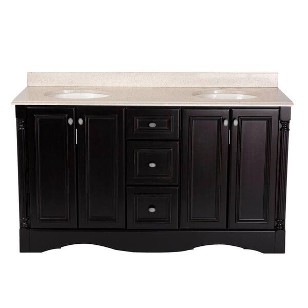 St. Paul Valencia 60 in. Vanity in Antique Black with Colorpoint Vanity Top in Maui