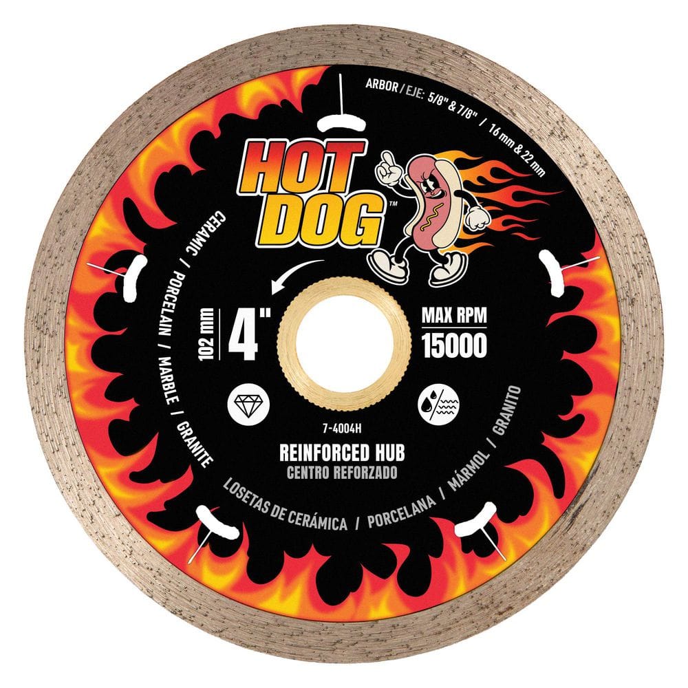 Hot Dog 4 in. Diamond Blade with Reinforced Steel Hub Cuts Wet Through Porcelain, Ceramic, Marble and Granite price history on PriceWatchPro
