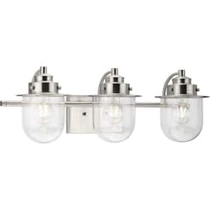 Northlake Collection 24 in. 3-Light Brushed Nickel Clear Glass Transitional Vanity Light