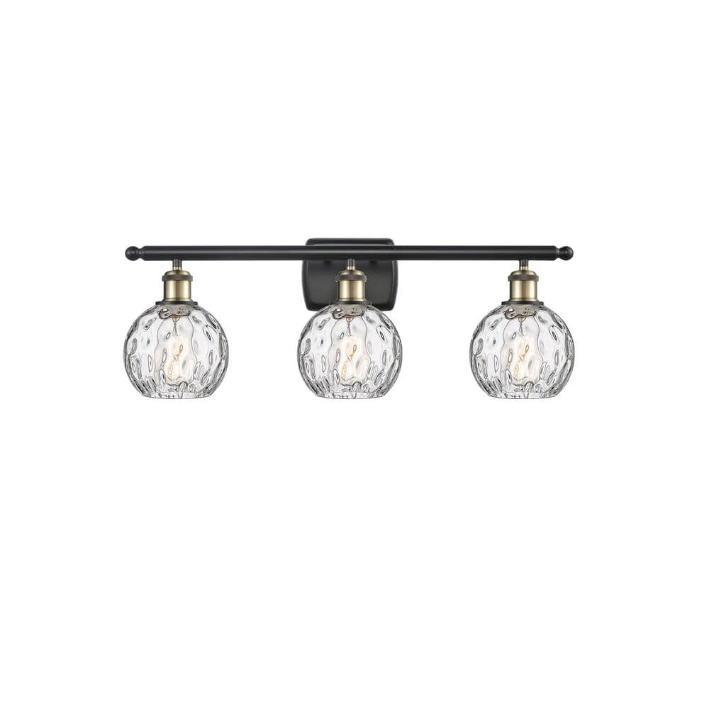 Athens Water Glass 26 in. 3-Light Black Antique Brass Vanity Light with Glass Shade price history on PriceWatchPro