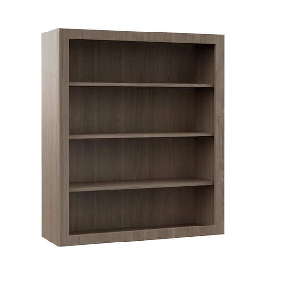 Hampton Bay Designer Series Edgeley Assembled 36x42x12 in. Wall Open Shelf Kitchen Cabinet in Driftwood
