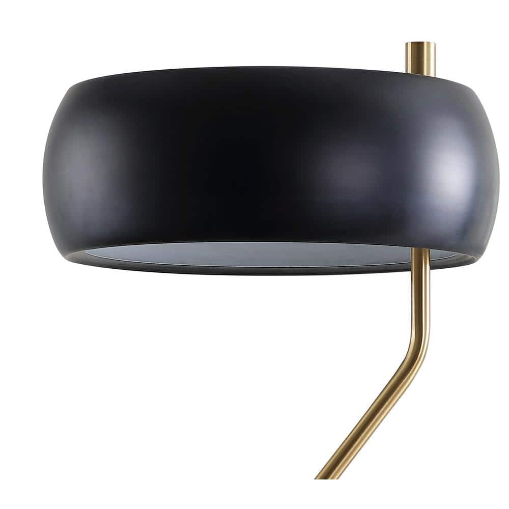 22.5" Black and Brass Gold Metal Desk Lamp with LED Bulb