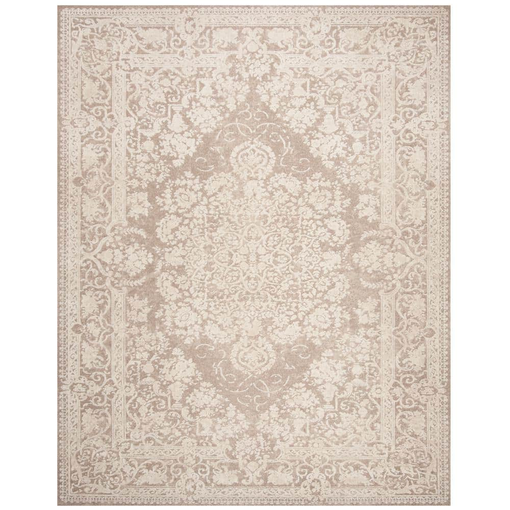 SAFAVIEH Reflection Beige/Cream 10 ft. x 14 ft. Border Distressed Area ...