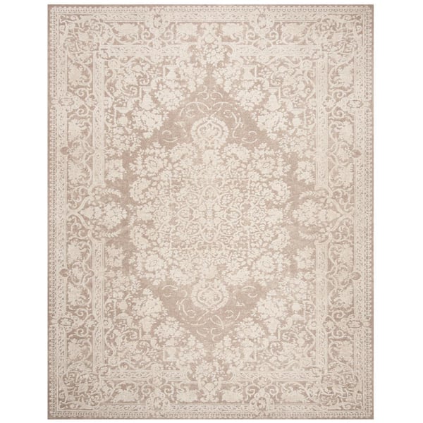 Reflection 11 ft. x 15 ft. Beige/Cream Floral Border Area Rug