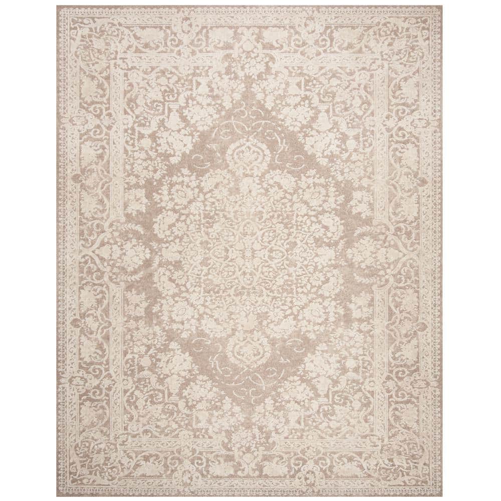 Elegant Floral Essence Hand-Knotted Beige/Cream Square Area Rug