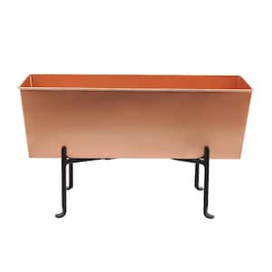 23.25 in. W Copper Plated Medium Galvanized Steel Flower Box Planter With Folding Stand