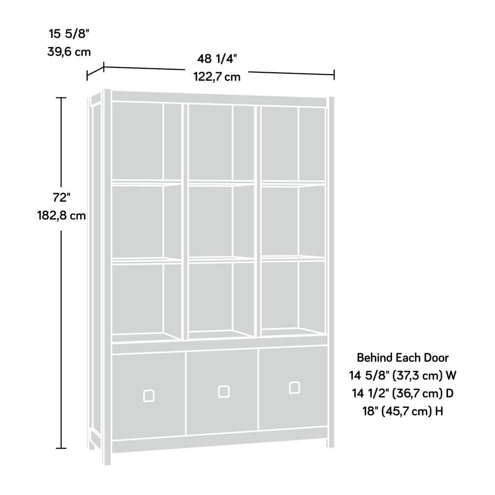 Mystic Oak Adjustable Storage Wall with Cubes and Doors