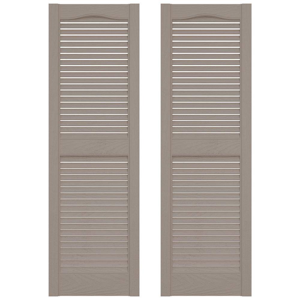 builders edge 14.5w in. louvered vinyl shutters