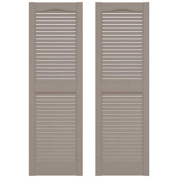 14.5 in. x 60 in. Louvered Vinyl Exterior Shutters Pair in Clay