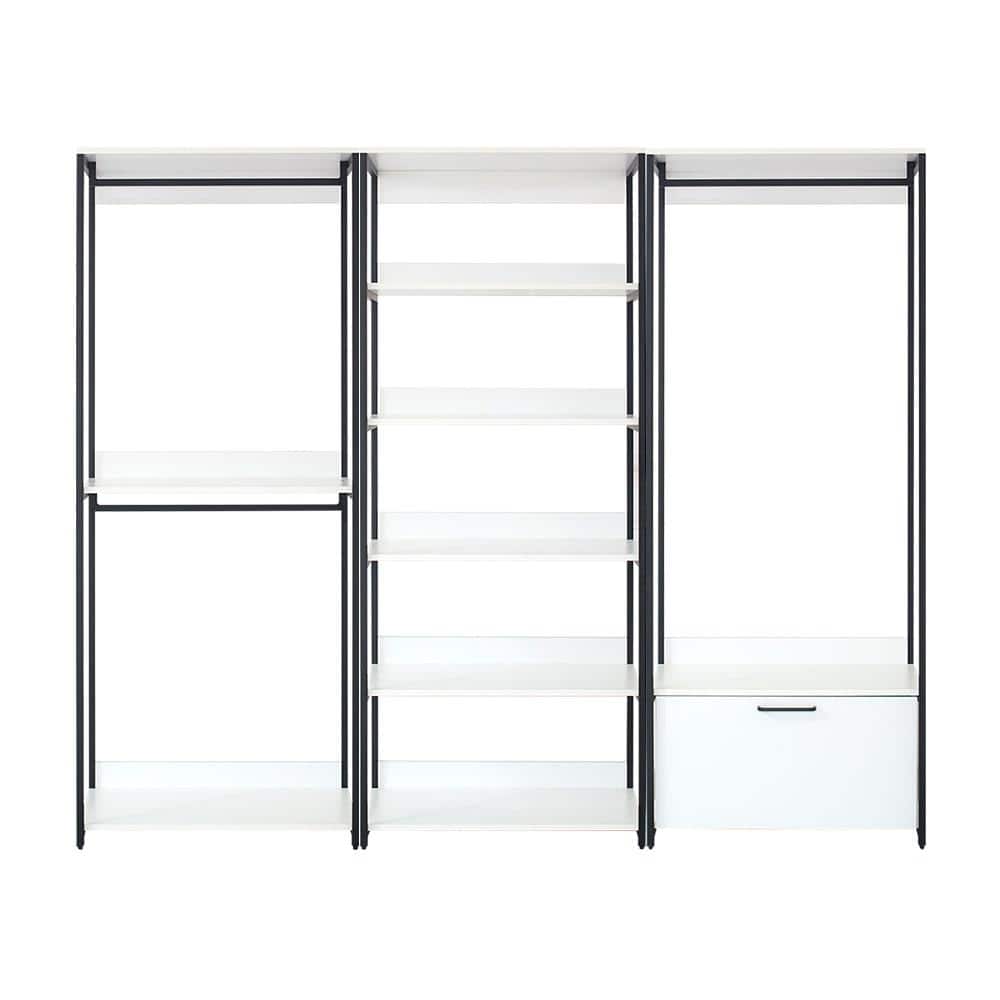 Fiona White Freestanding Walk-In Closet System with Metal Frame