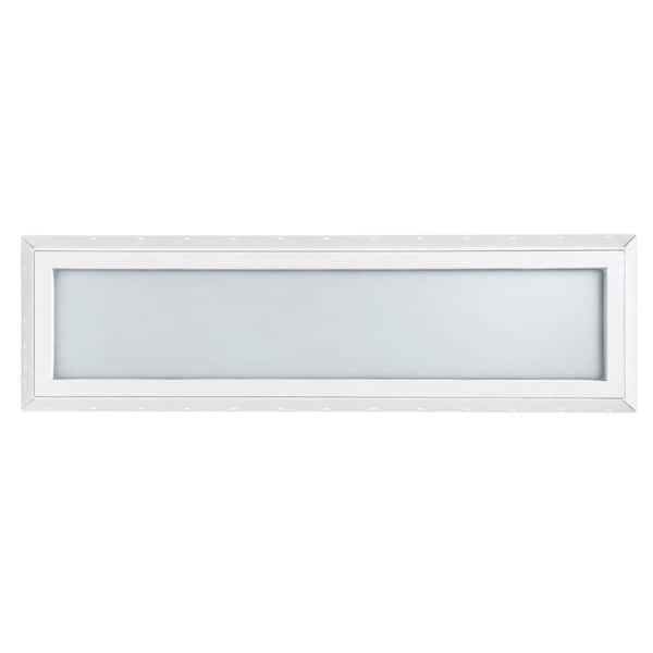47-1/2 in. x 11-1/2 in. Frosted Acid-Etched Glass New Construction Fixed White Vinyl Picture Window