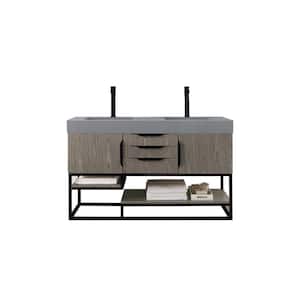 Columbia 59.0 in. W x 19.5 in. D x 36 in. H Bathroom Vanity in Ash Gray with Dusk Grey Glossy Mineral Composite Top